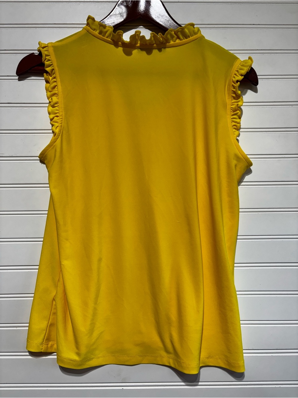 Tommy Hilfiger Women’s Bright Yellow Ruffle Sleeveless Blouse Top Size Small - Picture 3 of 6